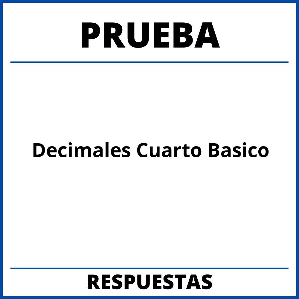 Prueba De Decimales Cuarto Basico